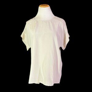 Tommy Bahama Size S Sheer Silk Short Sleeve Crepe Blouse Top Pale Grey